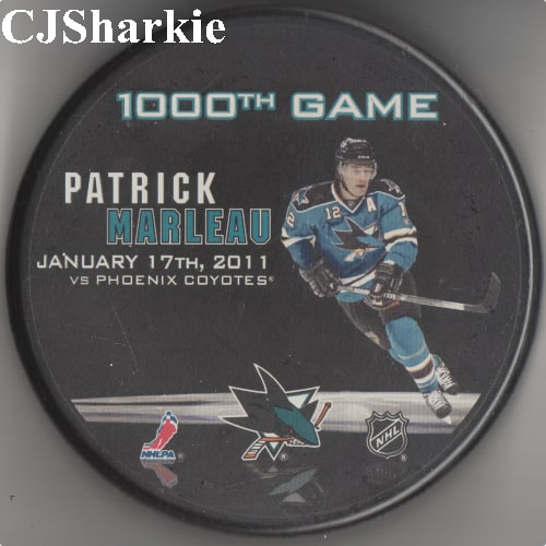 Patrick Marleau 1000 Game Puck Front